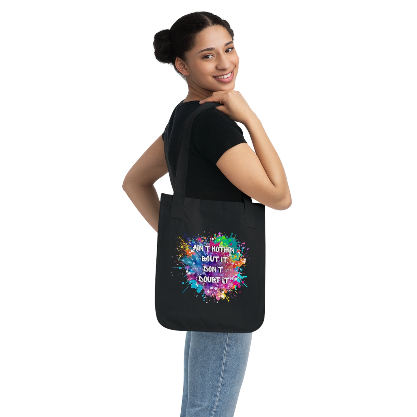 Humorous motivational tote bag