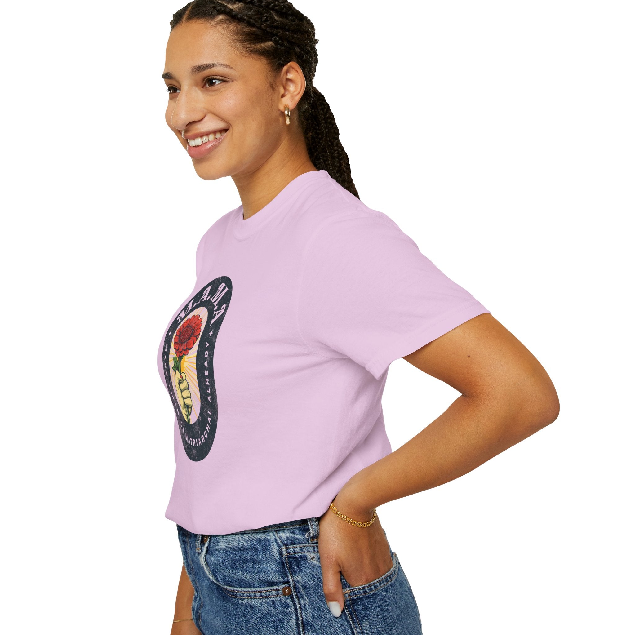 Mama Make America Matriarchal Already Flower T-Shirt — Vintage Rose Hand Graphic Tee