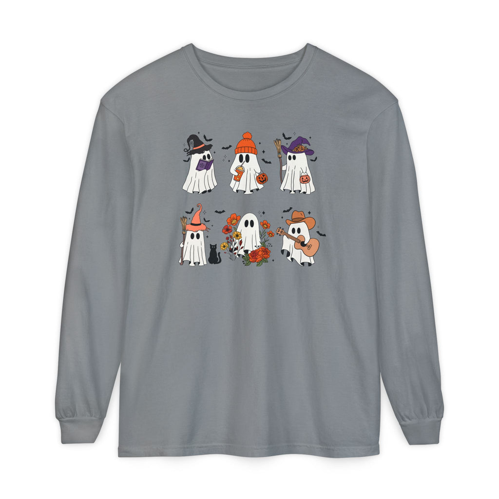 Halloween Ghost Cats Long Sleeve Tshirt | Fun Holiday original design Long Sleeve