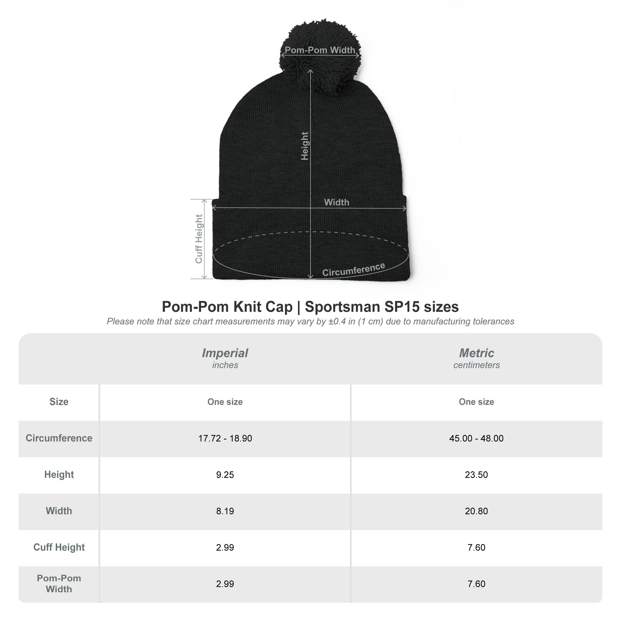 Team SISU Pom Pom Tuque Black and Grey