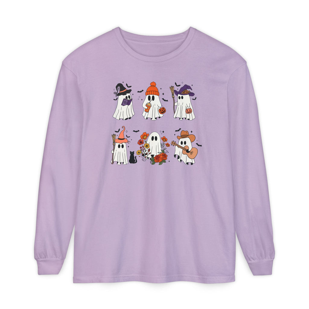 Halloween Ghost Cats Long Sleeve Tshirt | Fun Holiday original design Long Sleeve