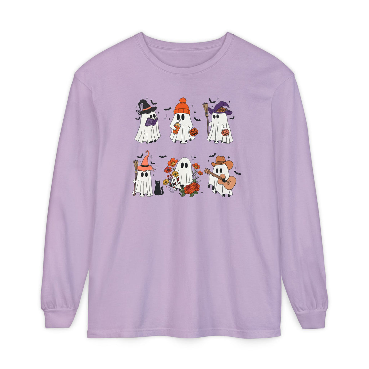 Halloween Ghost Cats Long Sleeve Tshirt | Fun Holiday original design Long Sleeve