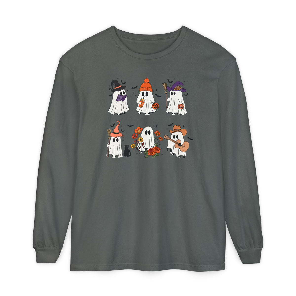 Halloween Ghost Cats Long Sleeve Tshirt | Fun Holiday original design Long Sleeve