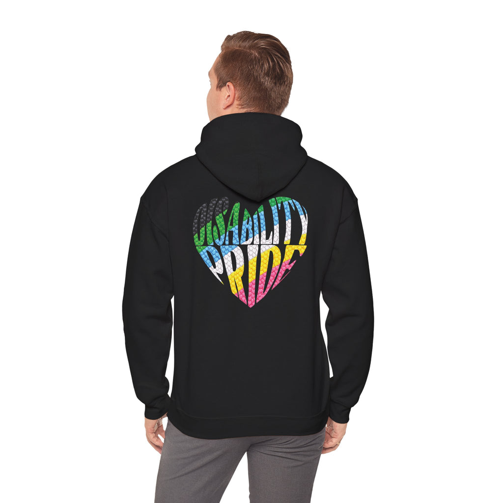 Disability Pride Heart Hoodie | Rainbow Striped Heart Pullover