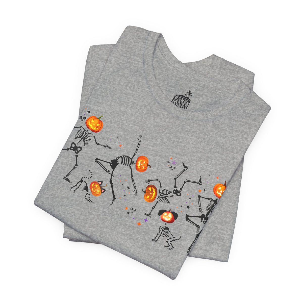 Dancing Skeletons with pumpkin heads Tshirt | Halloween Ultra Soft Bella Canva Tees