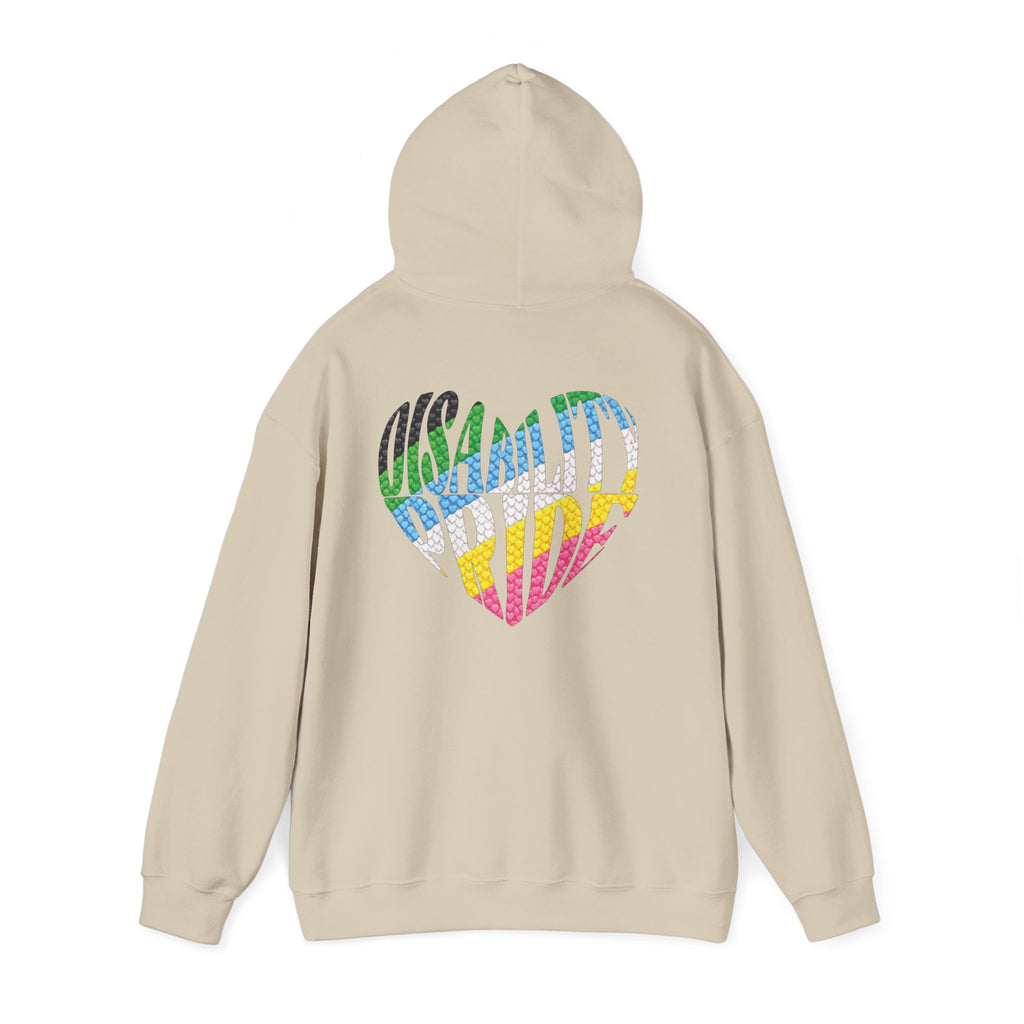 Disability Pride Heart Hoodie | Rainbow Striped Heart Pullover