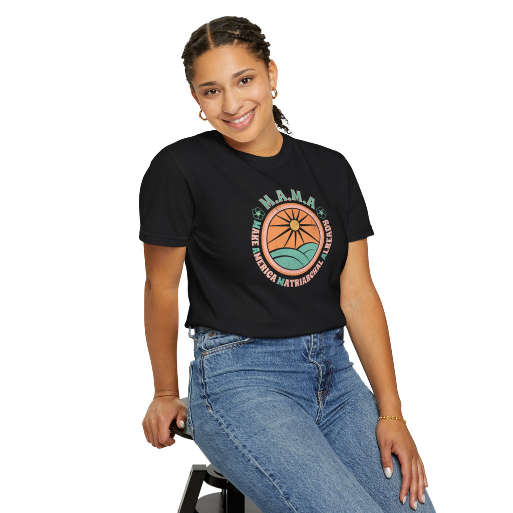 M.A.M.A 'Make America Matriarchal Already' T-Shirt — Retro Sun & Waves Feminist Tee