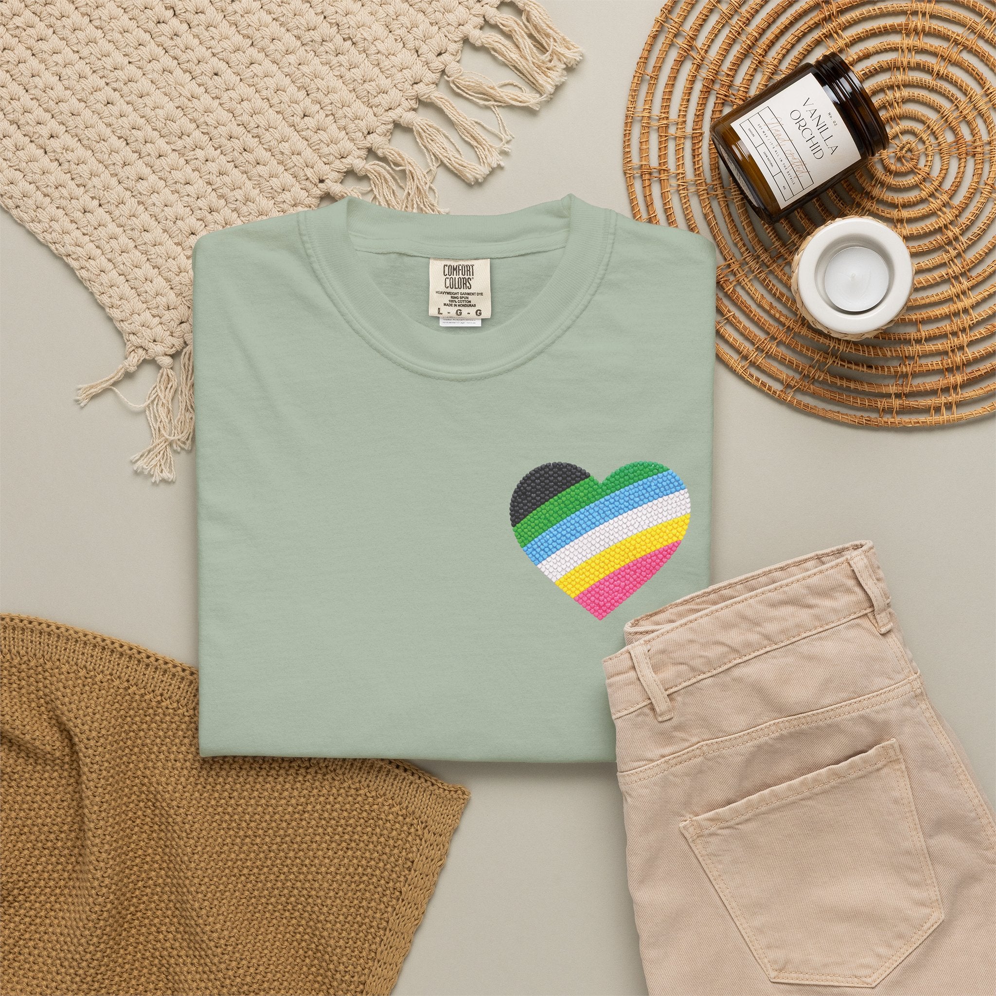 Disability Pride Heart T-Shirt | Rainbow Striped Heart Tee