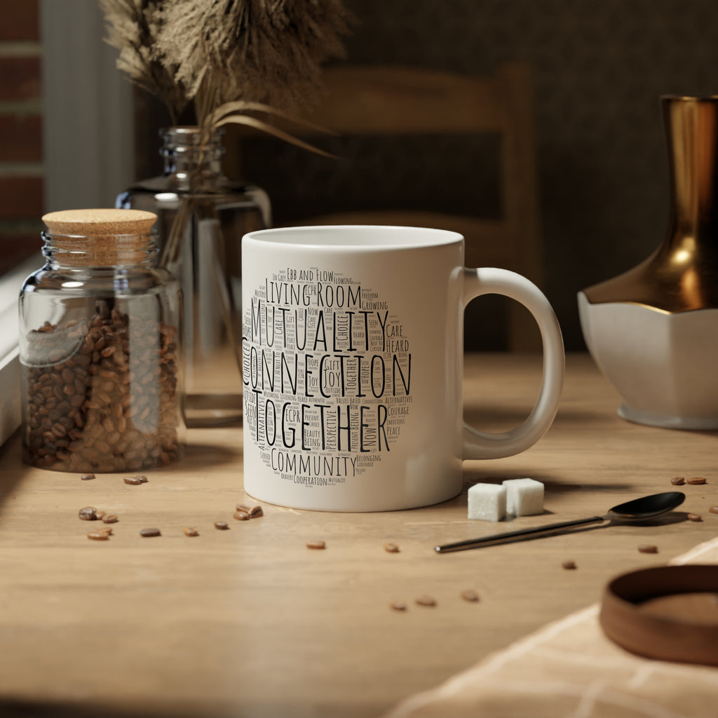 20oz Jumbo Mug — "We Play In The Grey" Social Connection Word-Cloud Coffee Cup