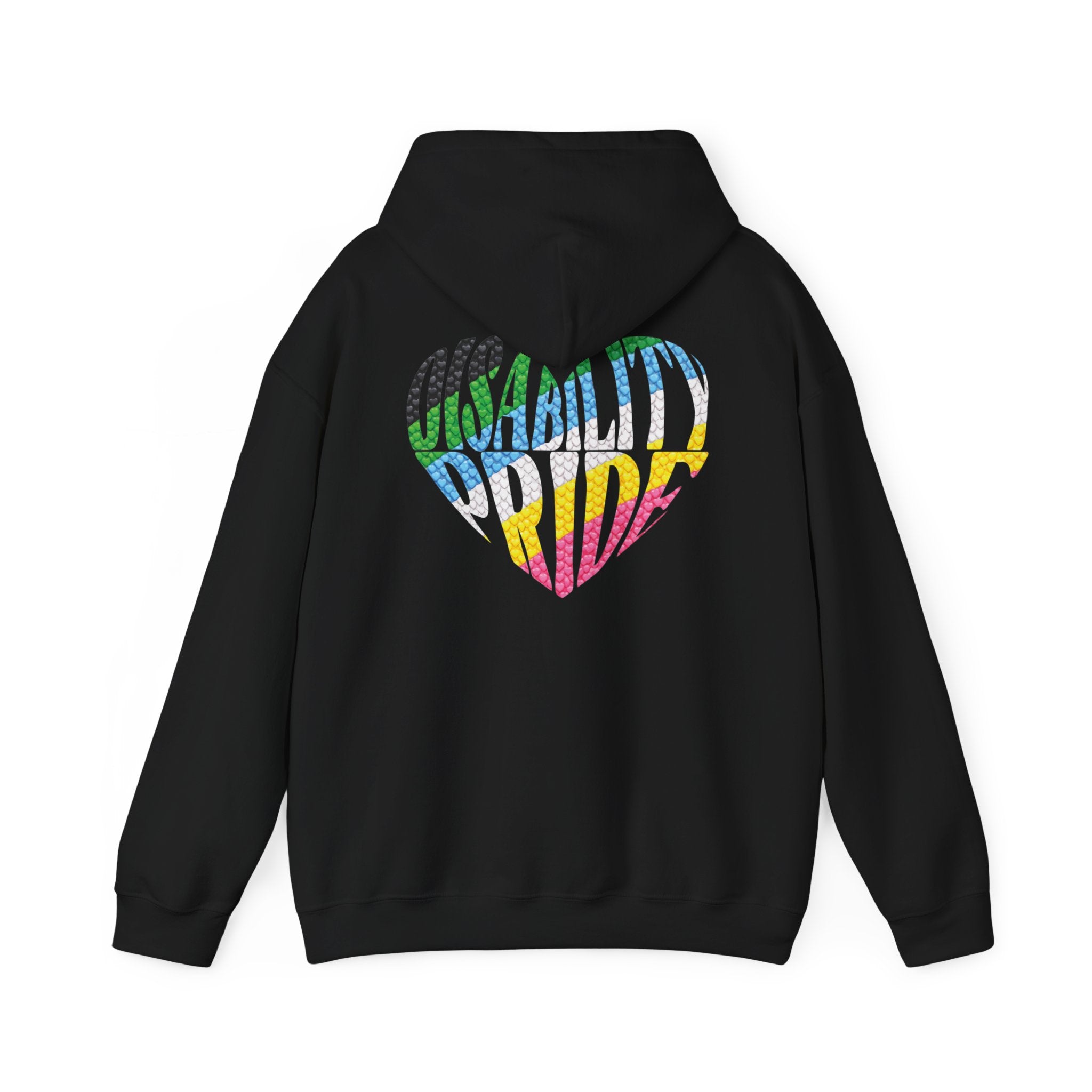 Disability Pride Heart Hoodie | Rainbow Striped Heart Pullover