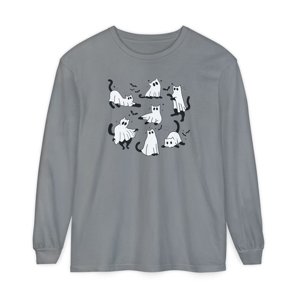 Halloween Ghost Cats Long Sleeve Tshirt | Fun Holiday original design Long Sleeve