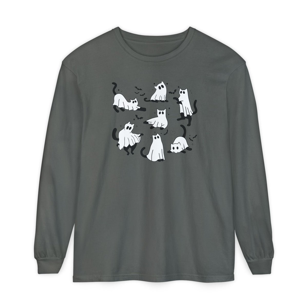 Halloween Ghost Cats Long Sleeve Tshirt | Fun Holiday original design Long Sleeve