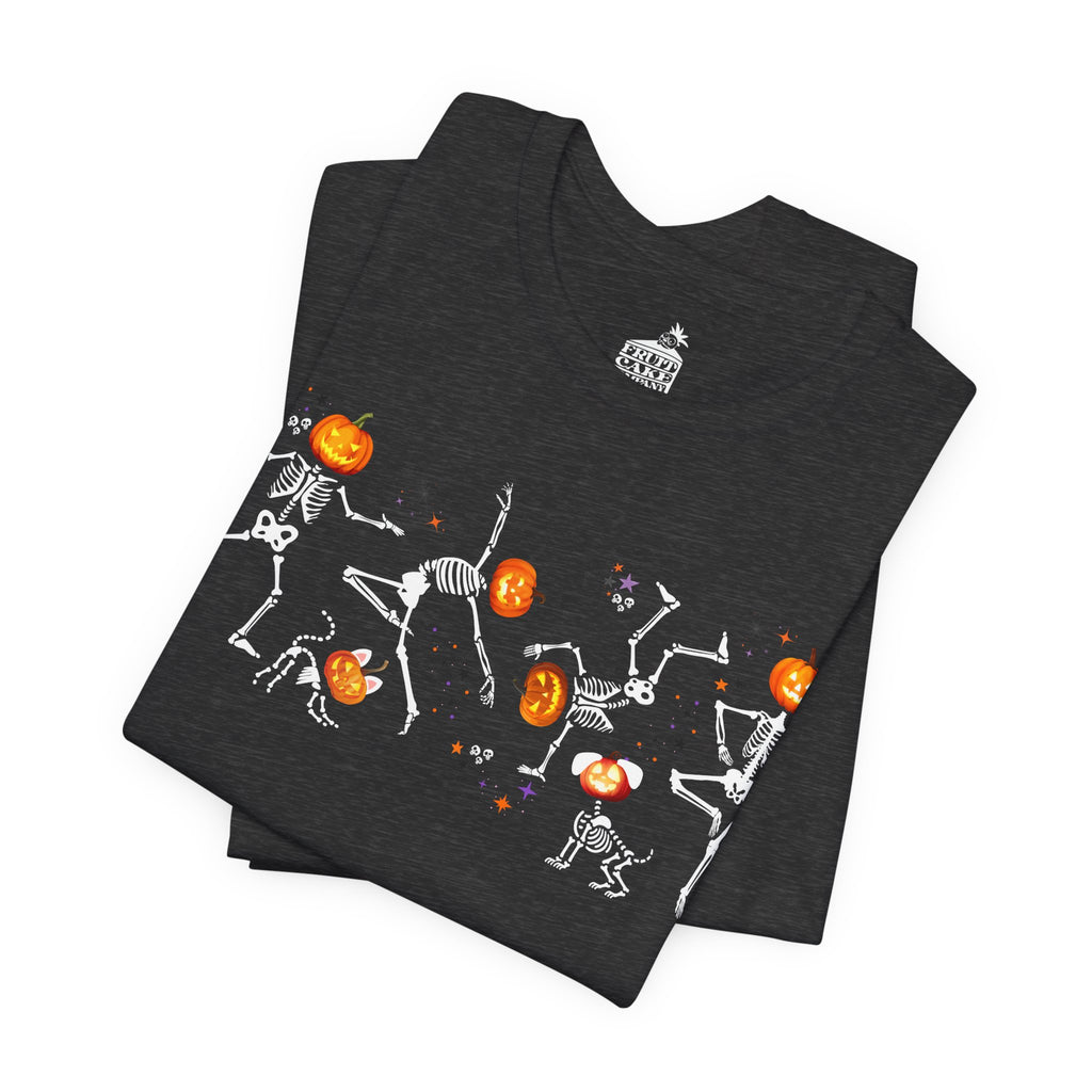 Dancing Skeletons with pumpkin heads Tshirt | Halloween Ultra Soft Bella Canva Tees