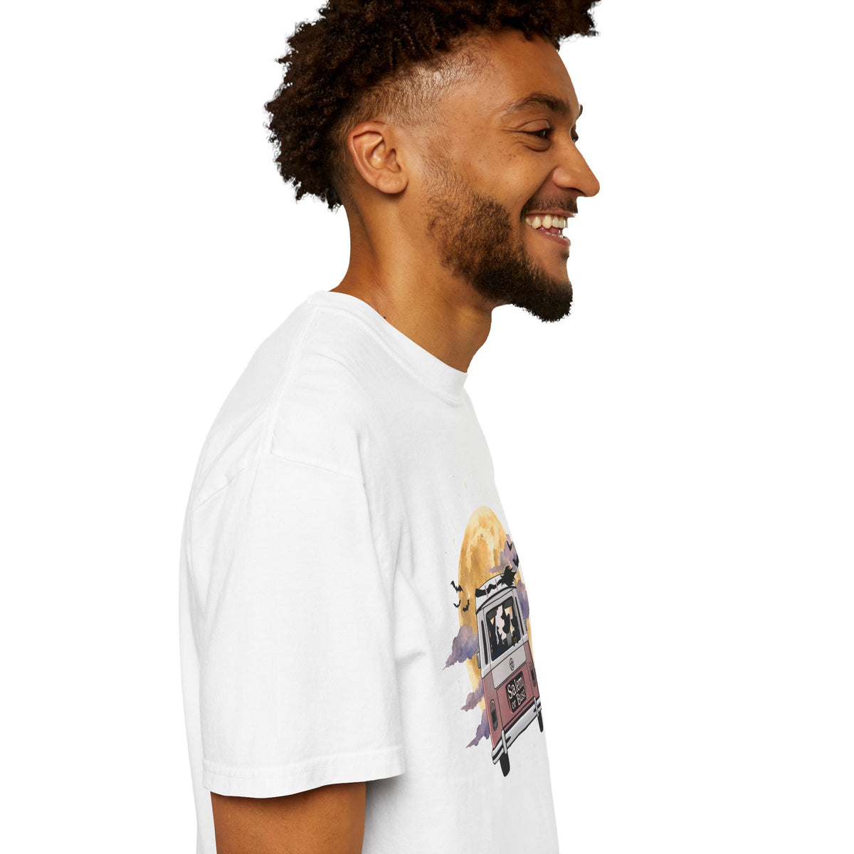 Witchy Halloween Vibes Tshirt | Hippie Bus Driving to the Full Moon Top
