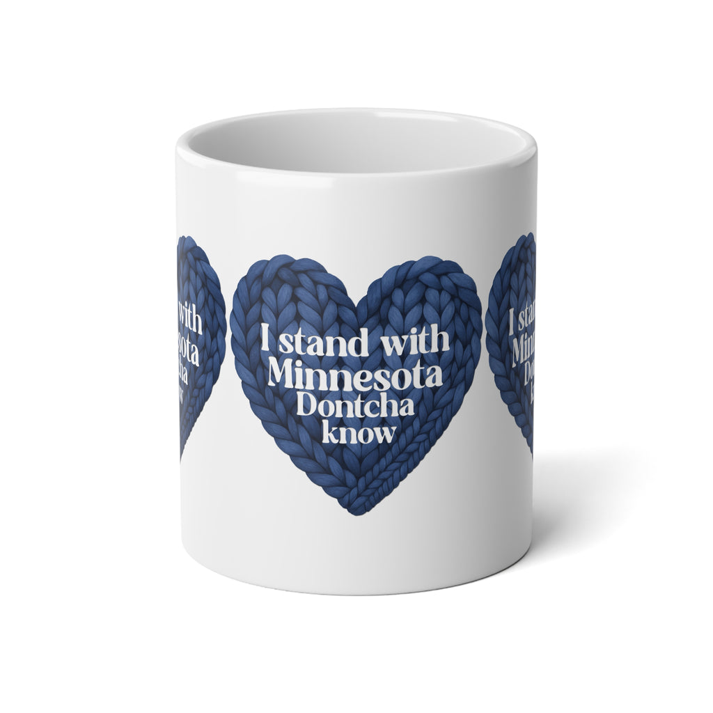 I Stand With Minnesota heart knit design Mug | 20oz jumbo coffee mug