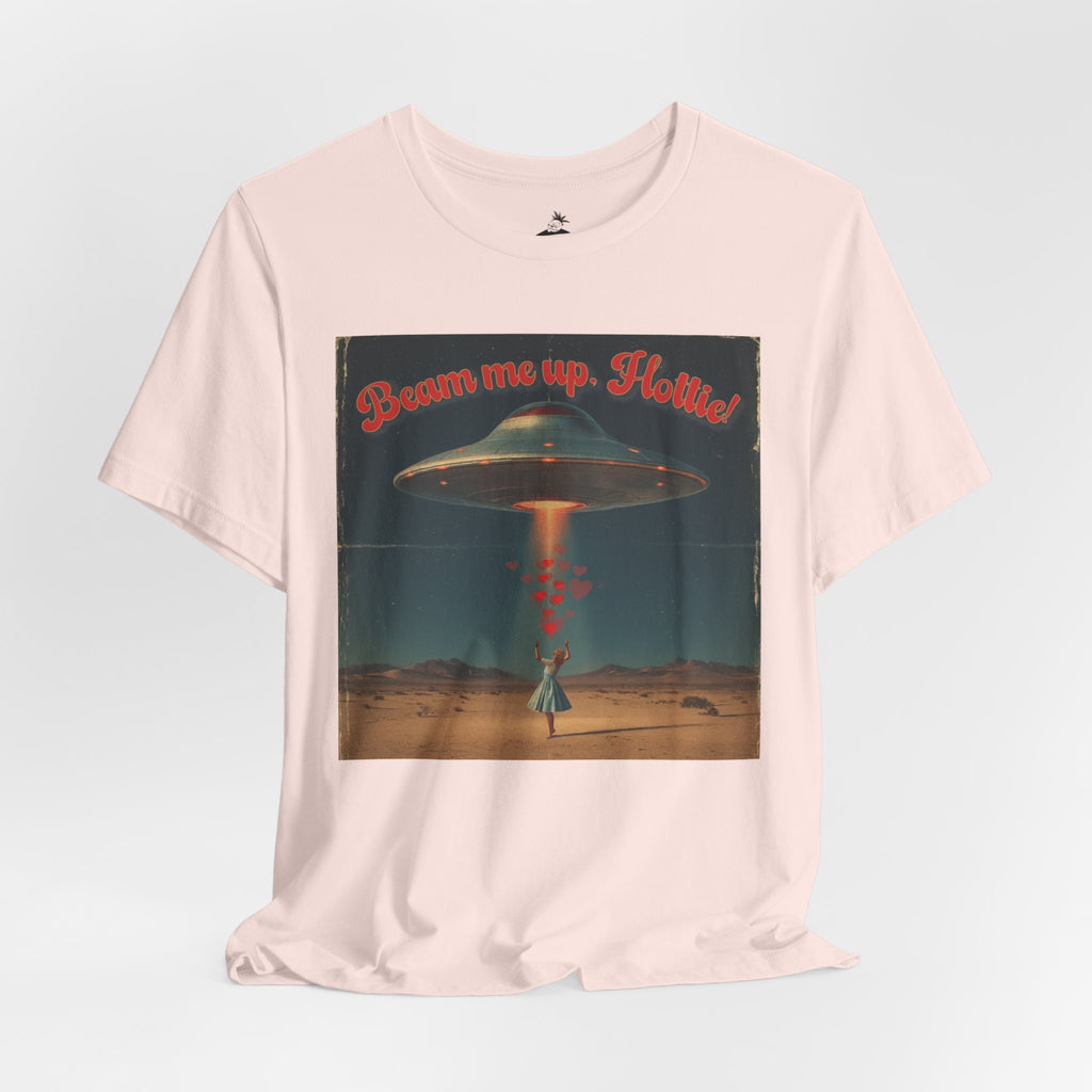 Beam Me Up, Hottie Valentine Tshirt | Star Trek pun for fun Valentine's gift | Sci-fi star crossed lovers top | Abducted by Love Shirt