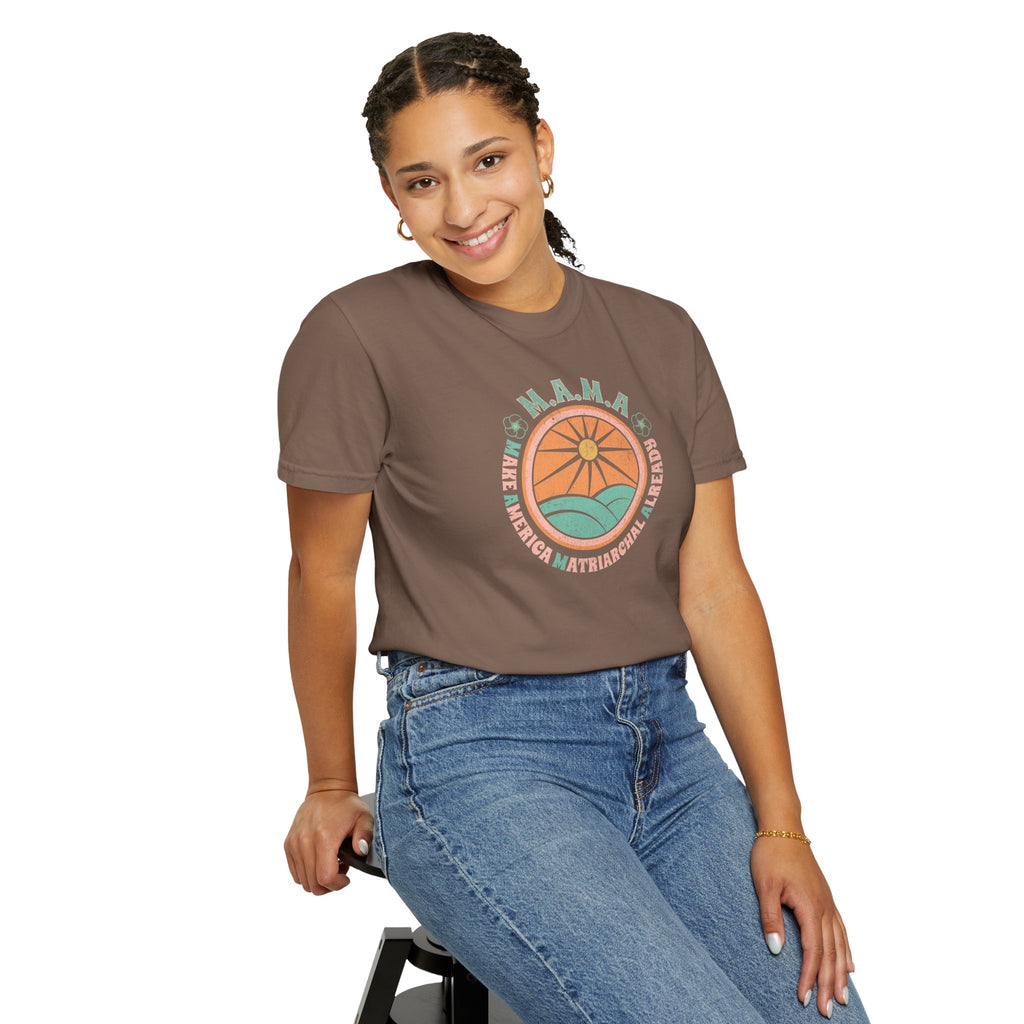 M.A.M.A 'Make America Matriarchal Already' T-Shirt — Retro Sun & Waves Feminist Tee