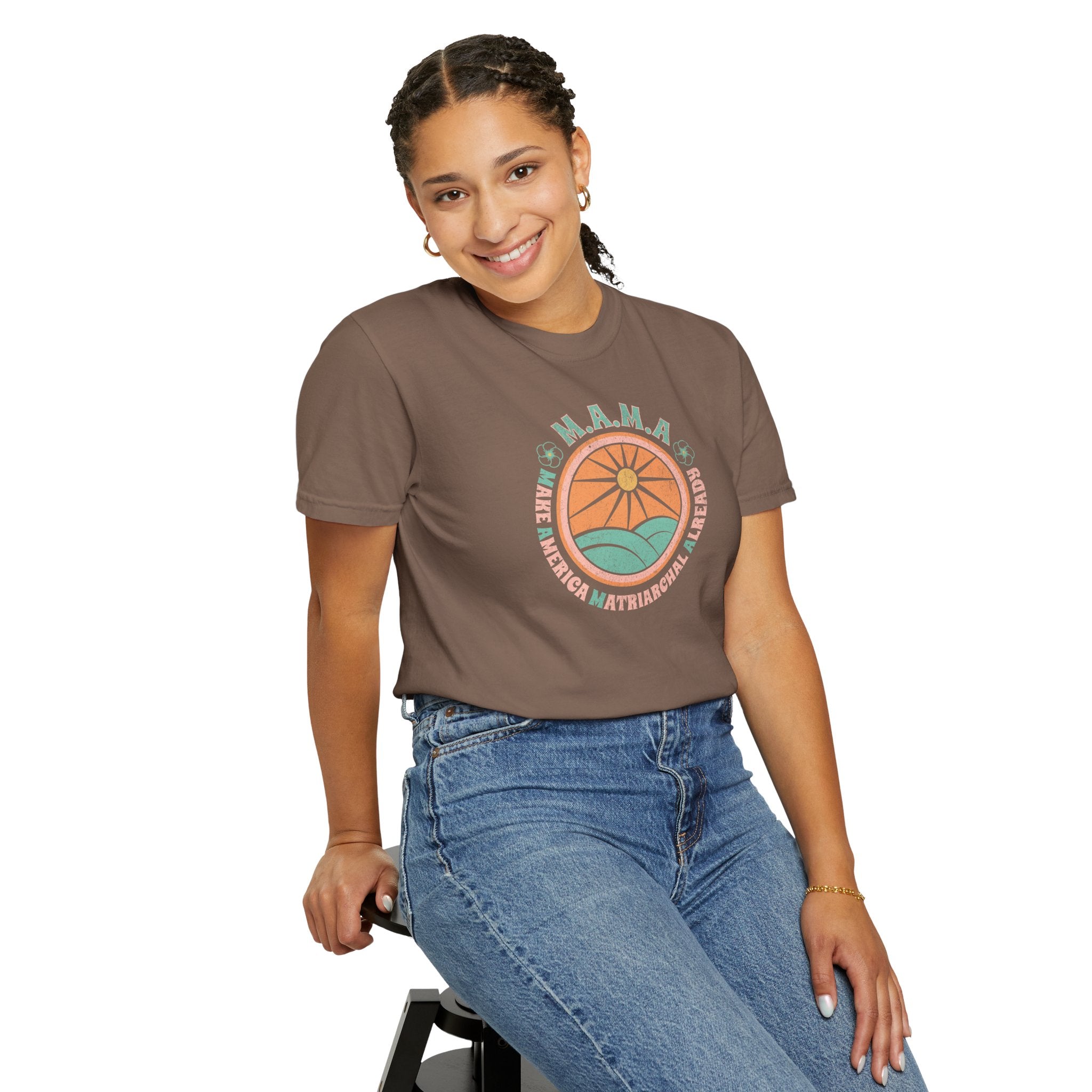 M.A.M.A 'Make America Matriarchal Already' T-Shirt — Retro Sun & Waves Feminist Tee