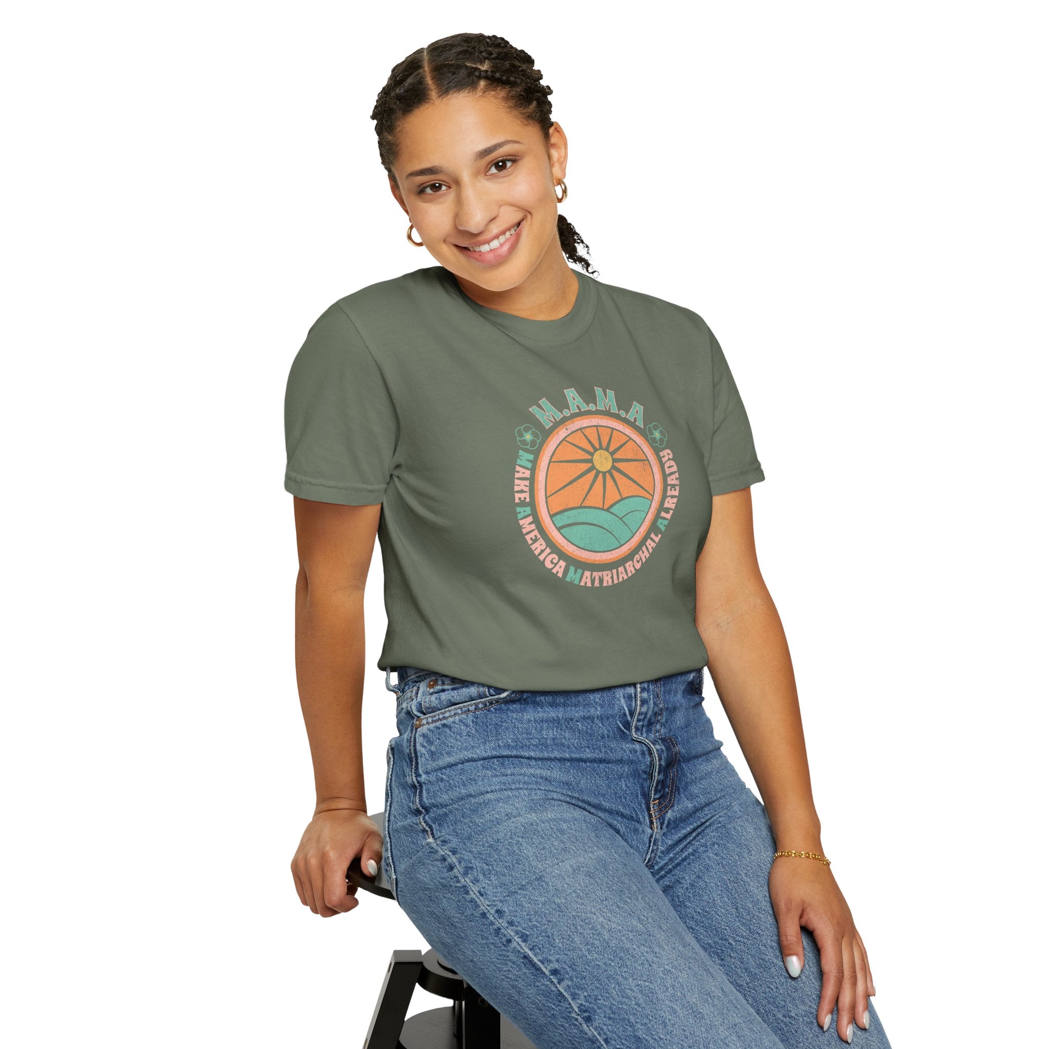 M.A.M.A 'Make America Matriarchal Already' T-Shirt — Retro Sun & Waves Feminist Tee