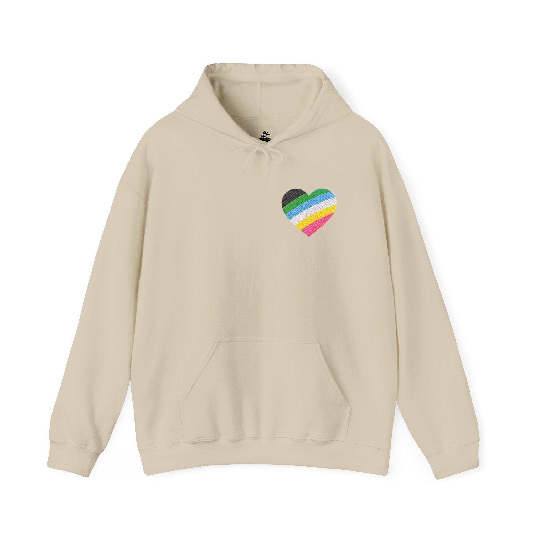 Disability Pride Heart Hoodie | Rainbow Striped Heart Pullover
