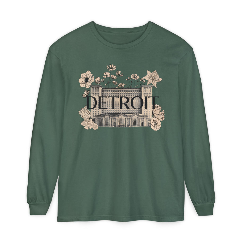 Beautiful Detroit Vintage Floral Train Station Long Sleeve T-Shirt