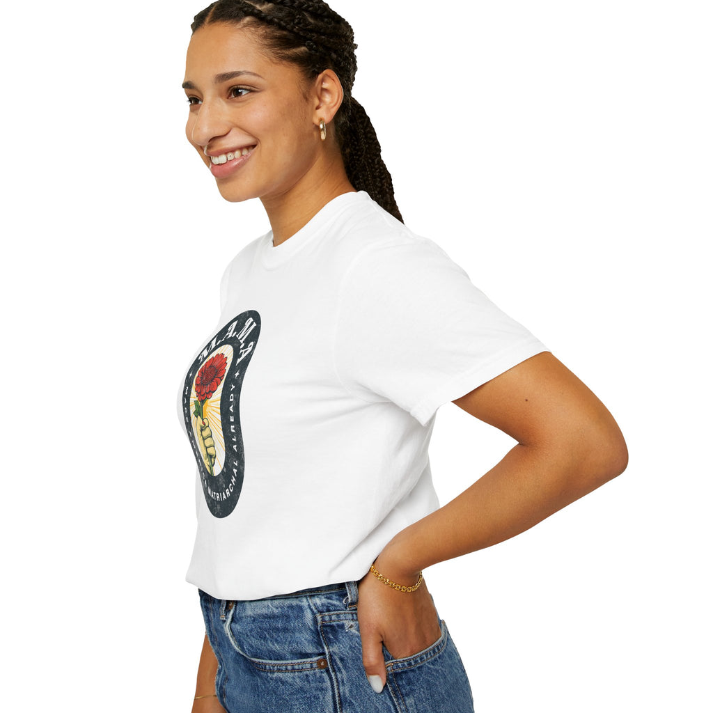 Mama Make America Matriarchal Already Flower T-Shirt — Vintage Rose Hand Graphic Tee