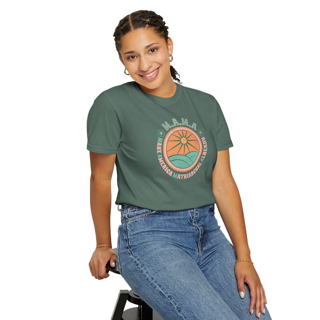 M.A.M.A 'Make America Matriarchal Already' T-Shirt — Retro Sun & Waves Feminist Tee