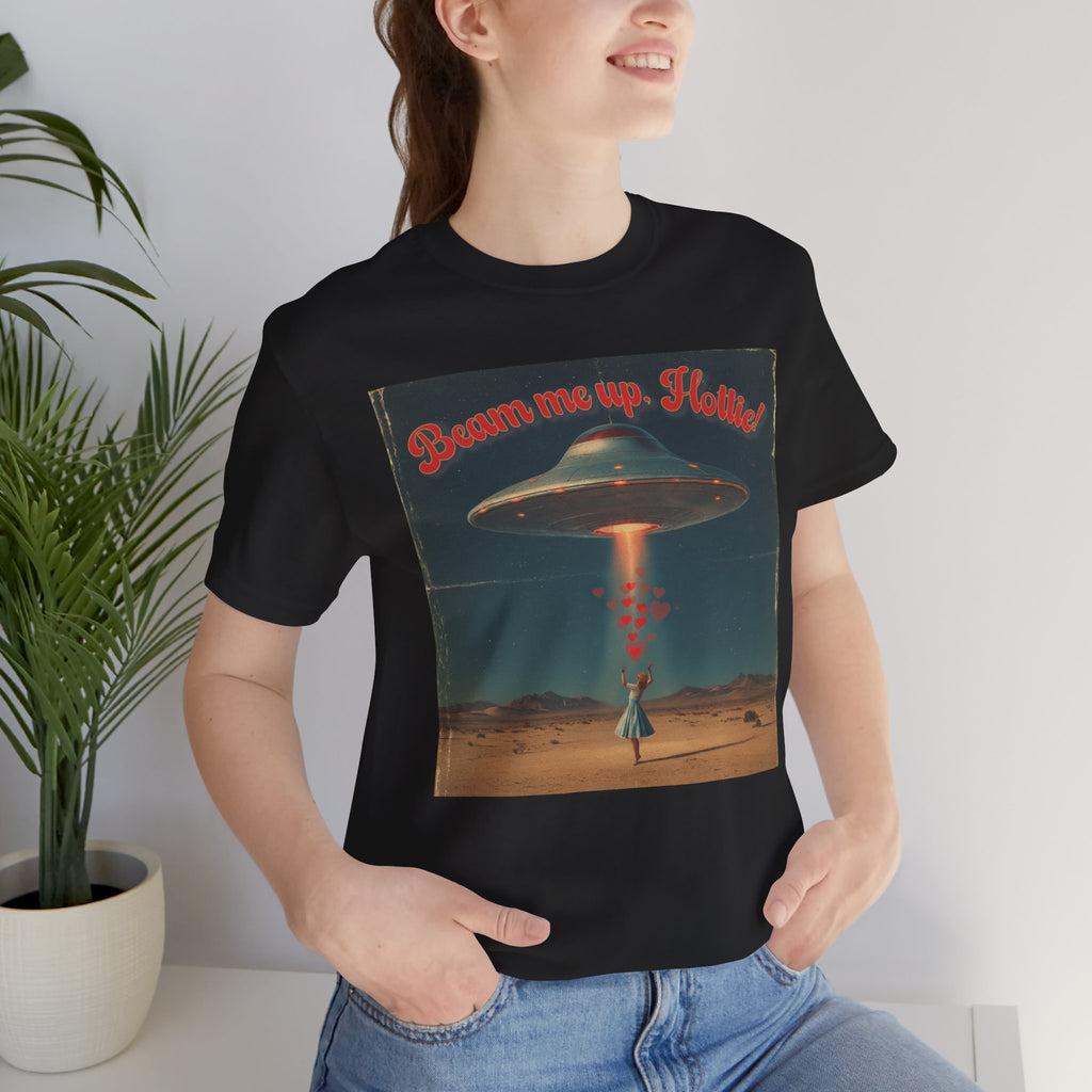 Beam Me Up, Hottie Valentine Tshirt | Star Trek pun for fun Valentine's gift | Sci-fi star crossed lovers top | Abducted by Love Shirt