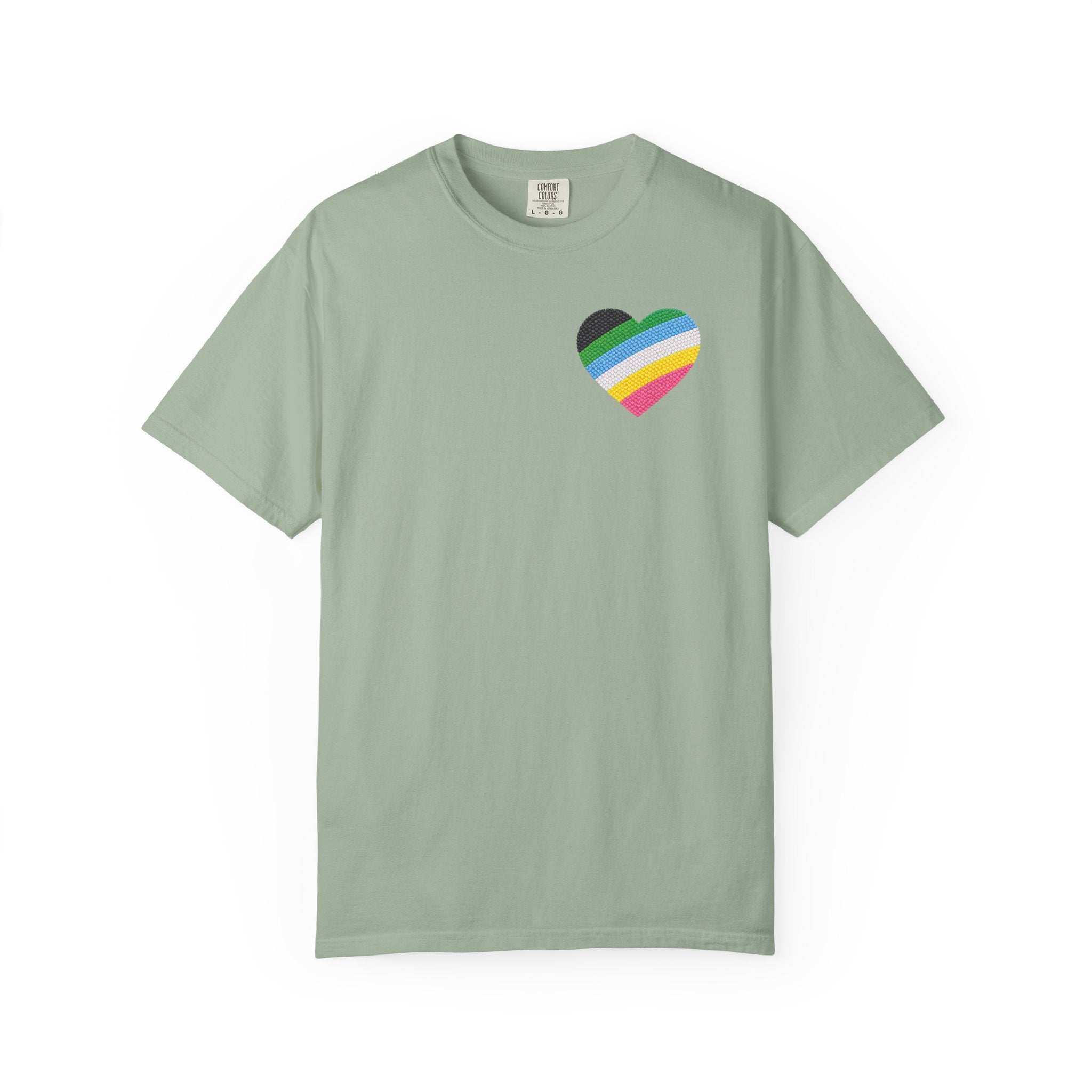 Disability Pride Heart T-Shirt | Rainbow Striped Heart Tee