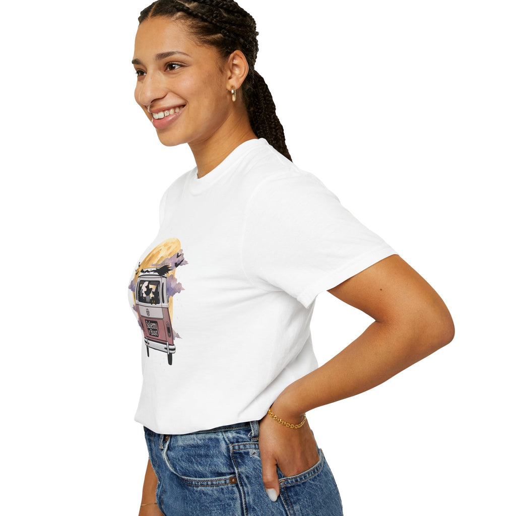 Witchy Halloween Vibes Tshirt | Hippie Bus Driving to the Full Moon Top