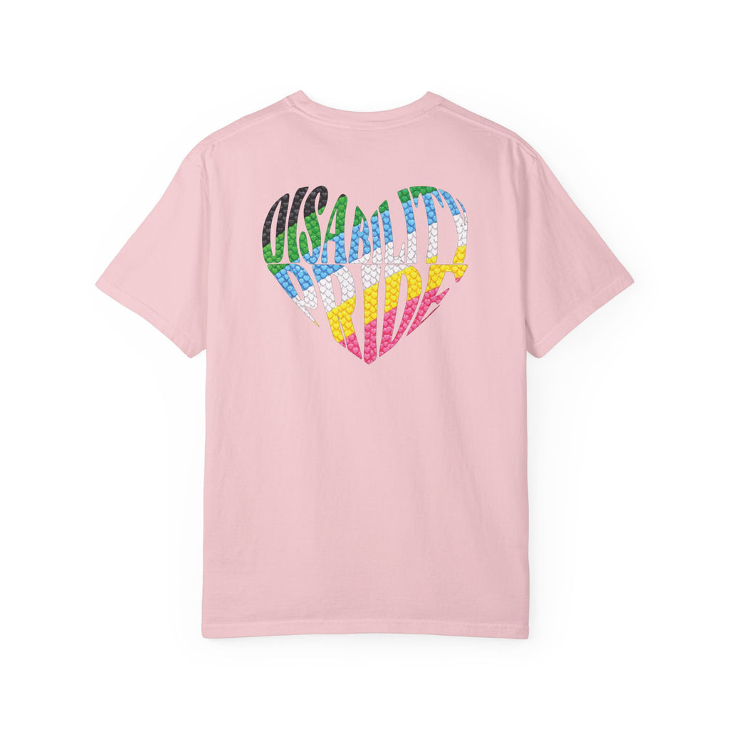 Disability Pride Heart T-Shirt | Rainbow Striped Heart Tee