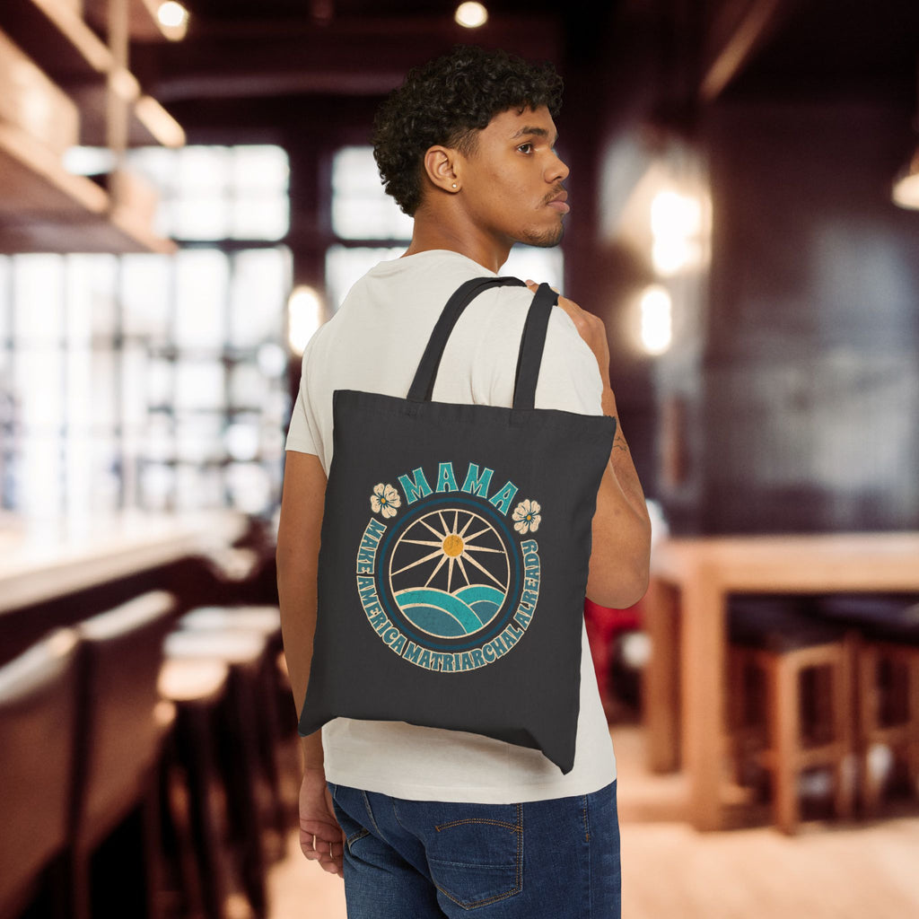 Mama Retro Sun & Waves Canvas Tote — Vintage Hawaiian 'Mama' Beach Bag