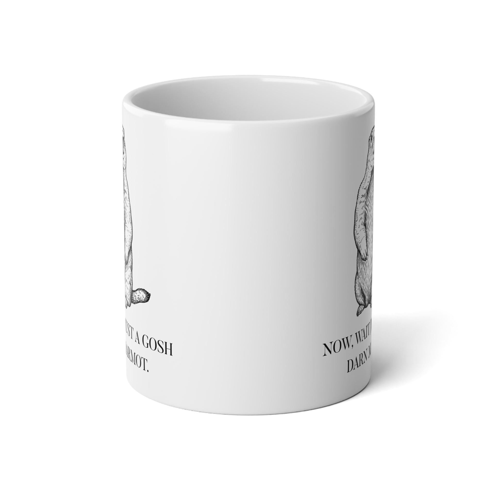 Marmot Pun Jumbo 20 oz mug | "Wait Just a Gosh Darn Marmot.