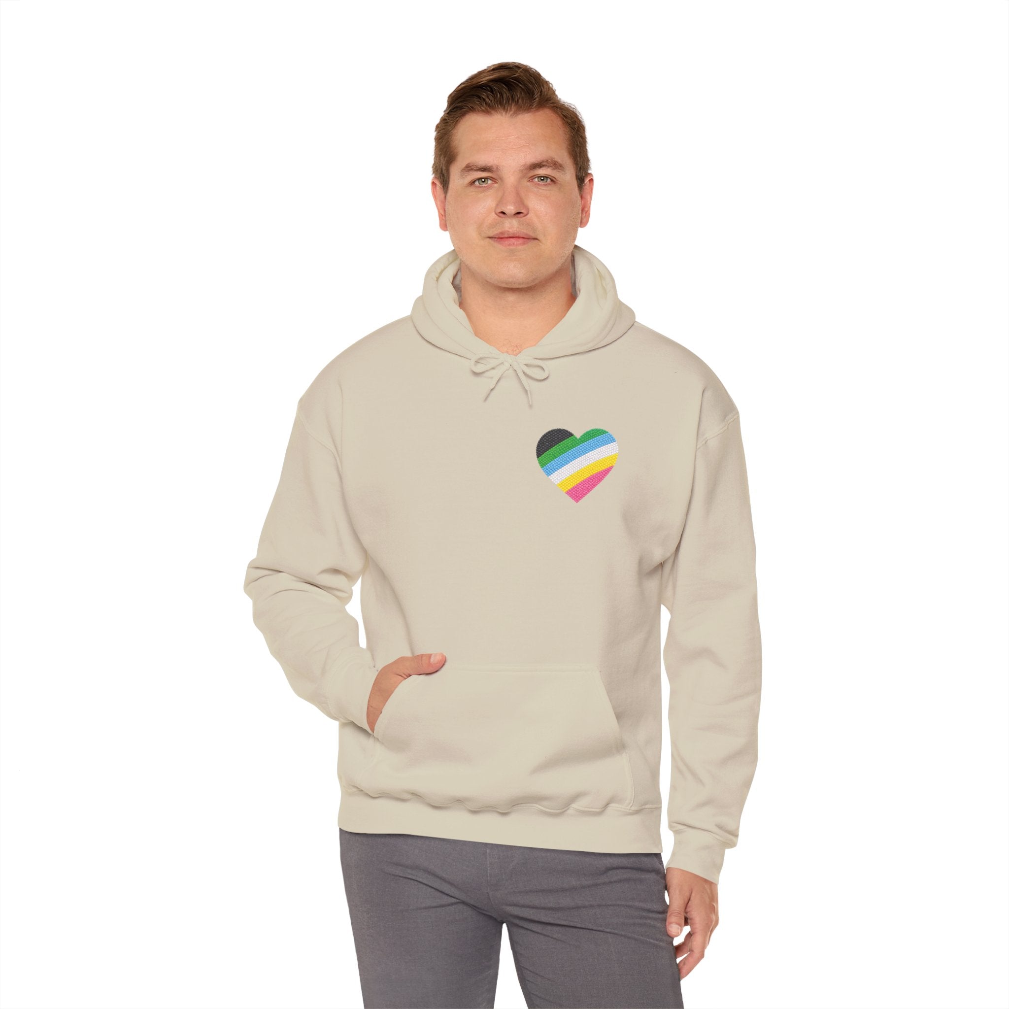 Disability Pride Heart Hoodie | Rainbow Striped Heart Pullover