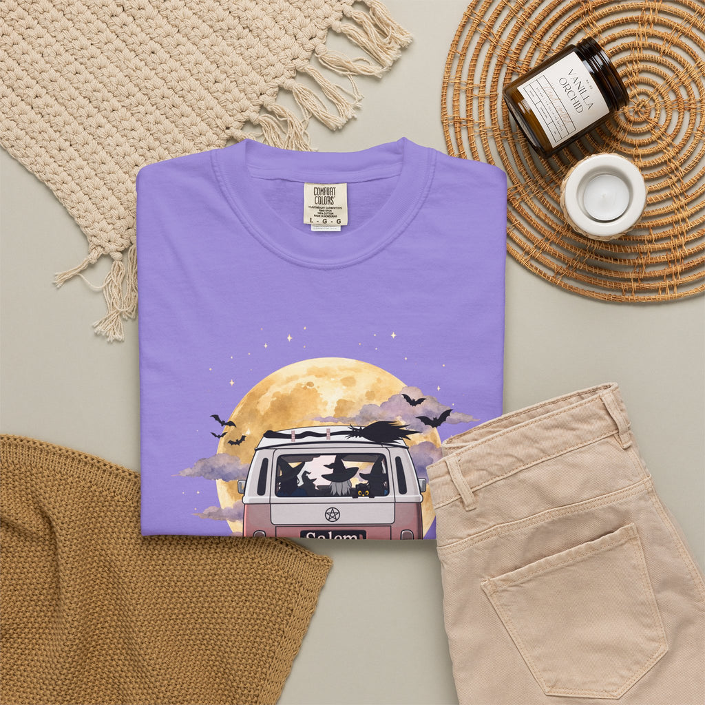Witchy Halloween Vibes Tshirt | Hippie Bus Driving to the Full Moon Top