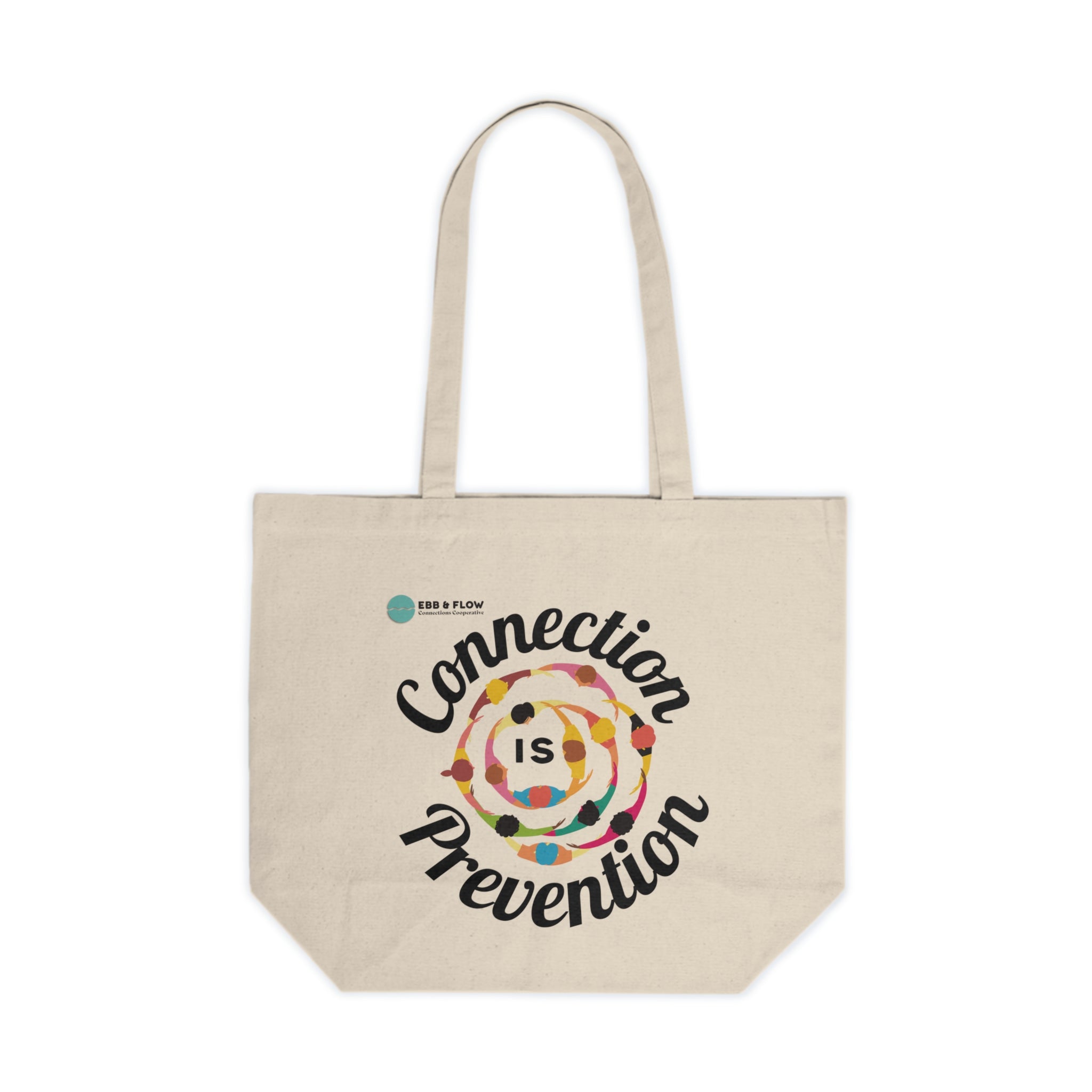 Connection Is Prevention Canvas Tote Bag — Social Health Awareness Reusable Shopping Tote
