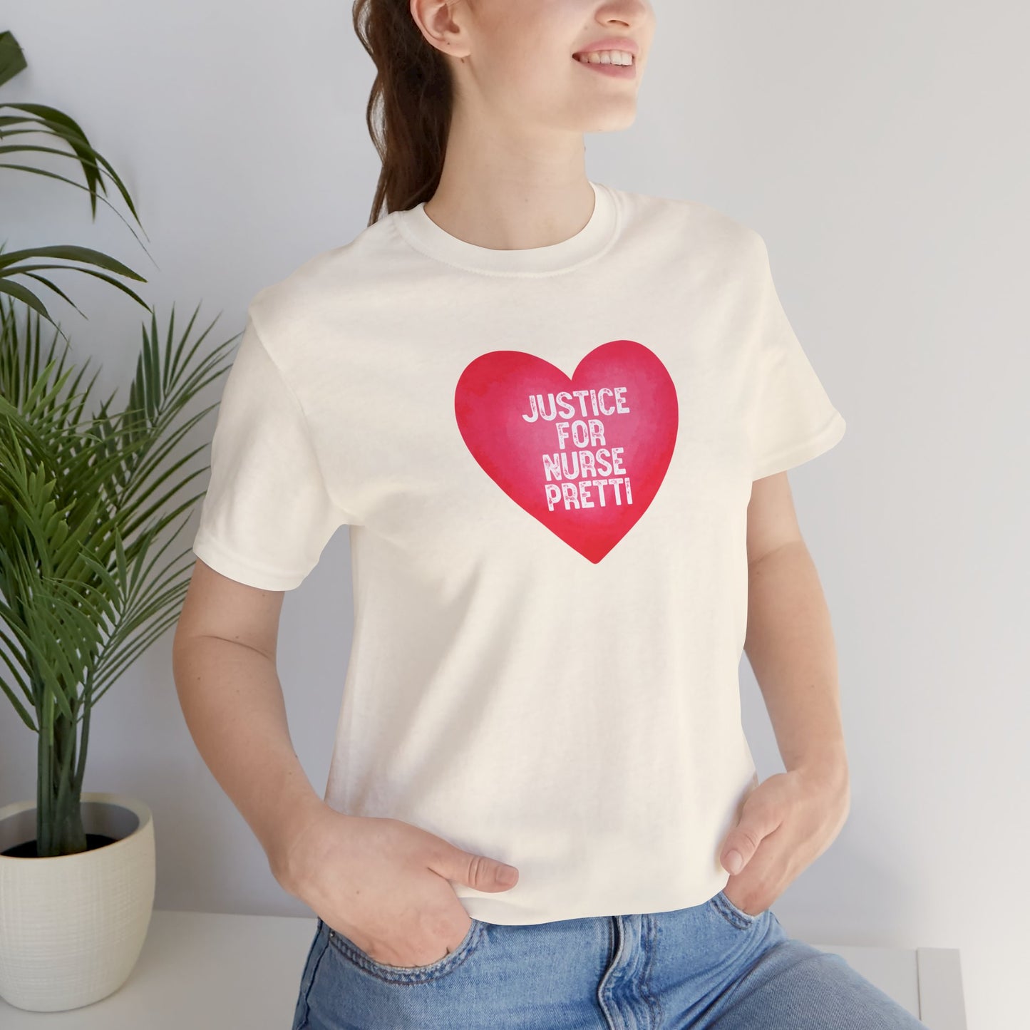 Justice For Nurse Pretti T-Shirt | Heart Graphic, Nurse Advocacy Tee