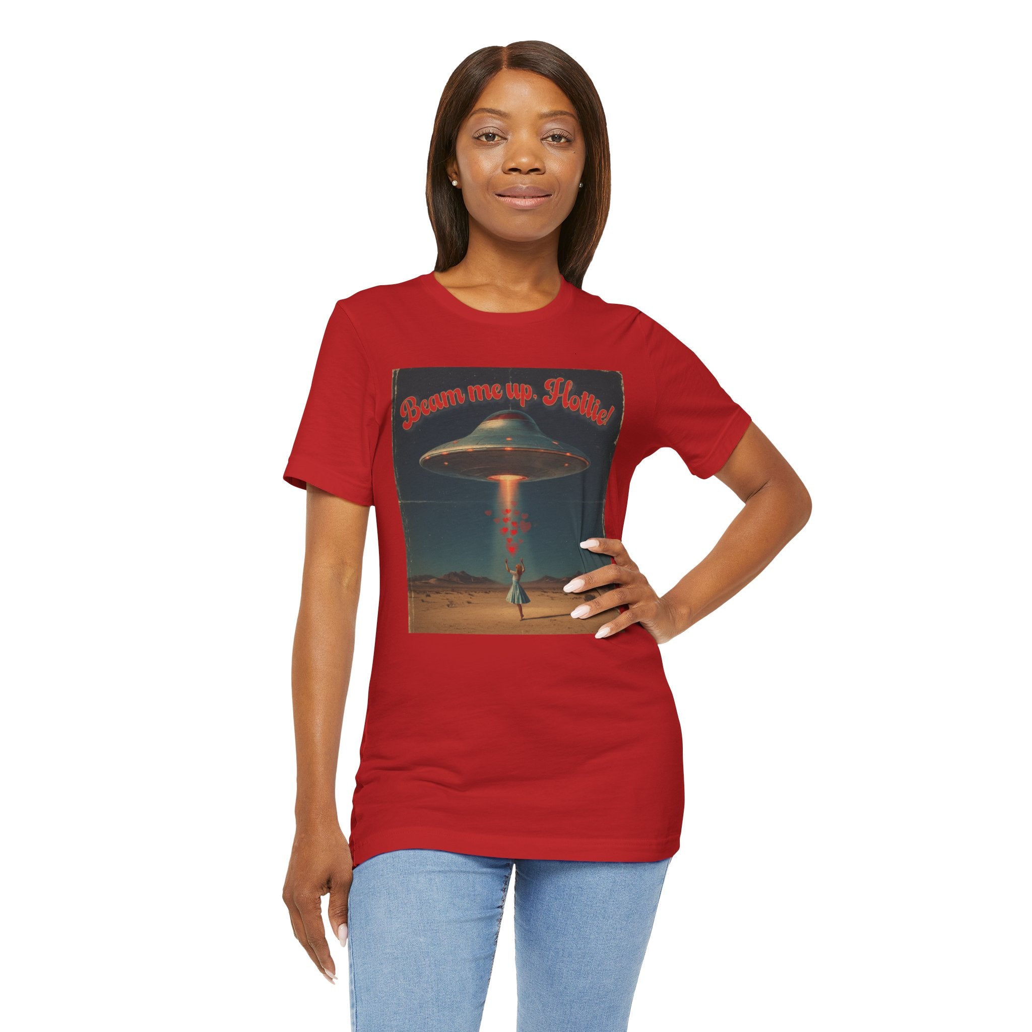 Beam Me Up, Hottie Valentine Tshirt | Star Trek pun for fun Valentine's gift | Sci-fi star crossed lovers top | Abducted by Love Shirt