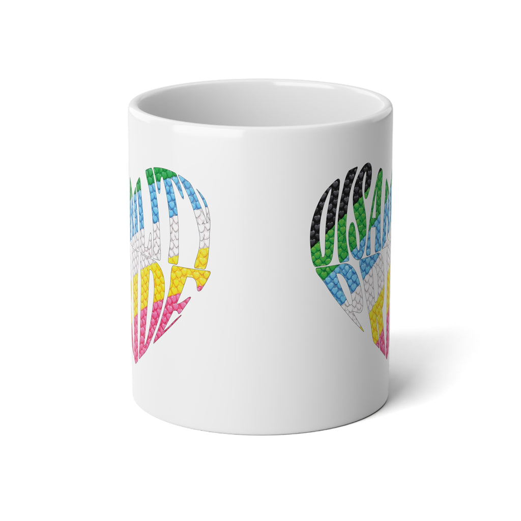 Rainbow Disability Pride Heart Mug | Colorful Heart Pattern 20oz Ceramic