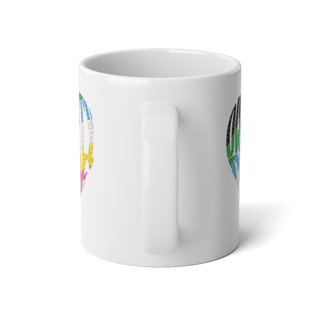 Rainbow Disability Pride Heart Mug | Colorful Heart Pattern 20oz Ceramic