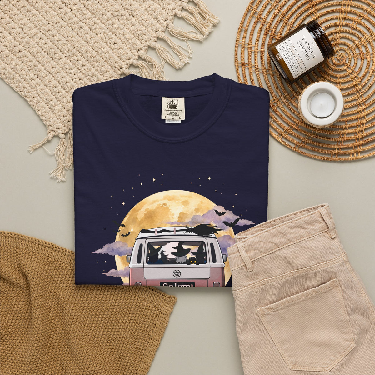 Witchy Halloween Vibes Tshirt | Hippie Bus Driving to the Full Moon Top