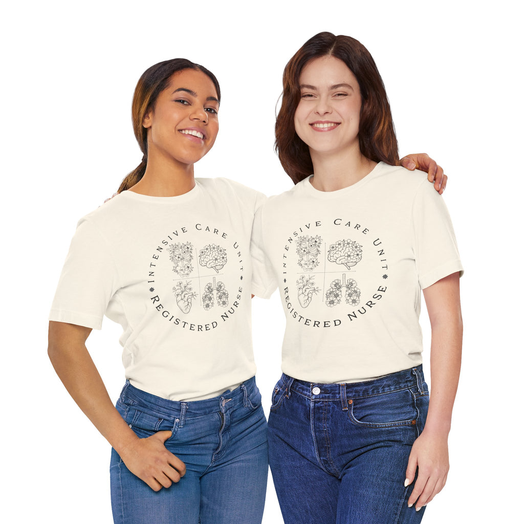 Intensive Care Unit Registered Nurse Tee | Floral Anatomy Illustration