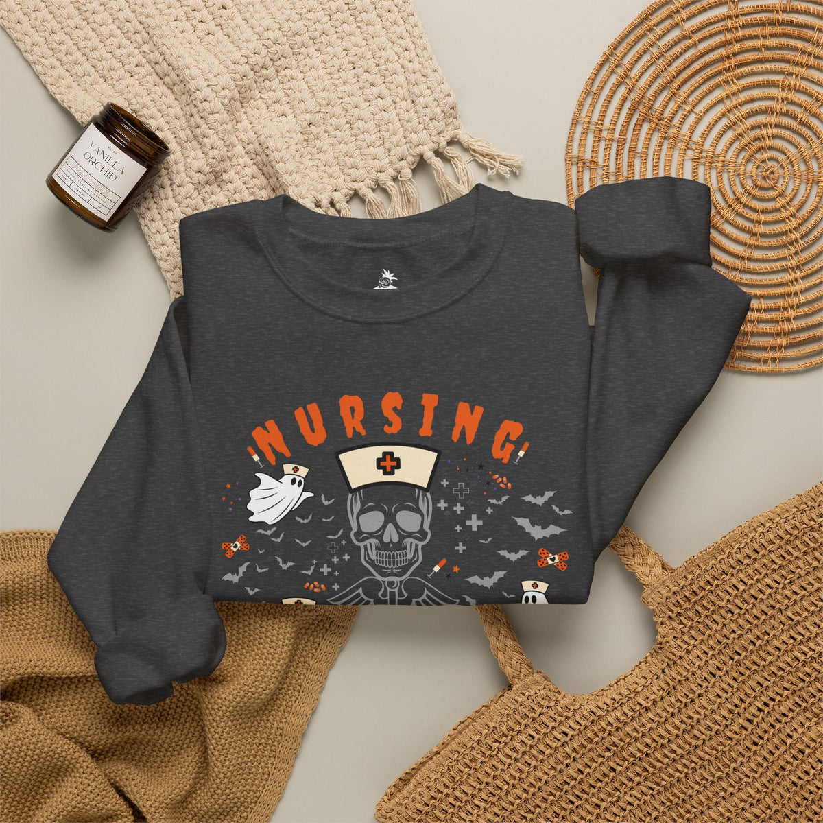 Nursing Assistant Skull Crewneck Sweatshirt — Halloween Nurse Gift