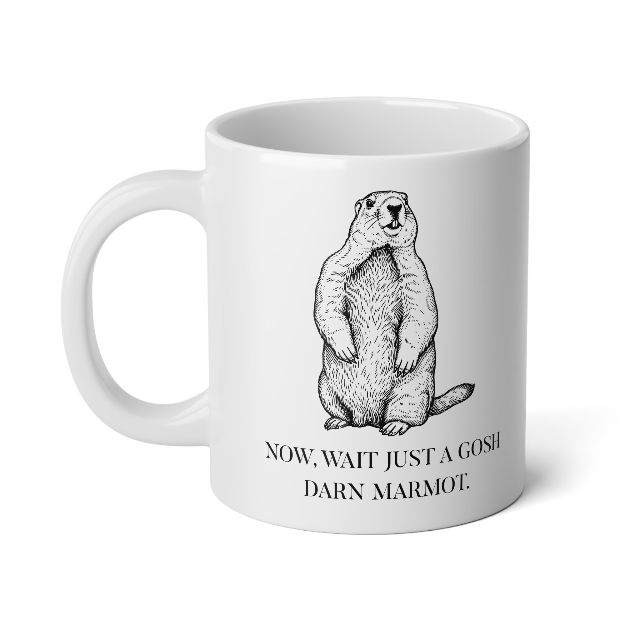 Marmot Pun Jumbo 20 oz mug | "Wait Just a Gosh Darn Marmot.