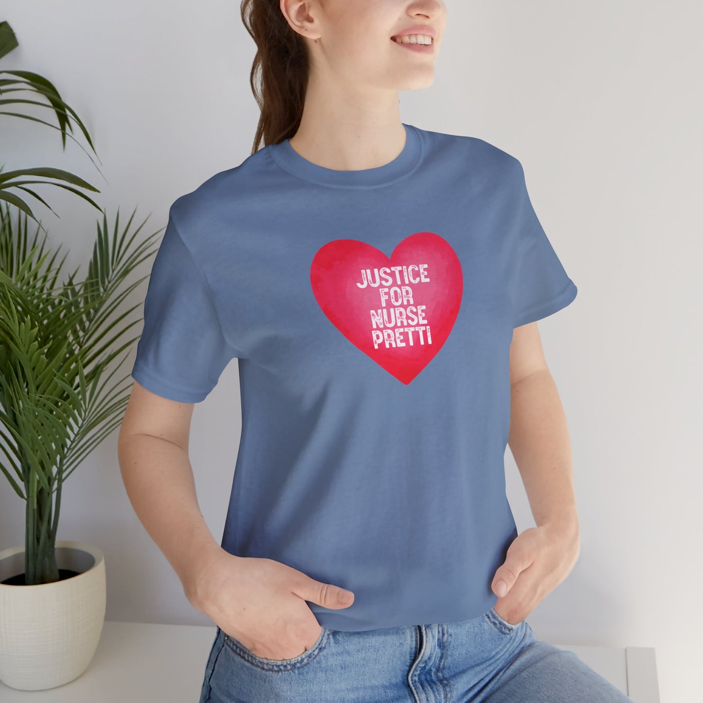 Justice For Nurse Pretti T-Shirt | Heart Graphic, Nurse Advocacy Tee