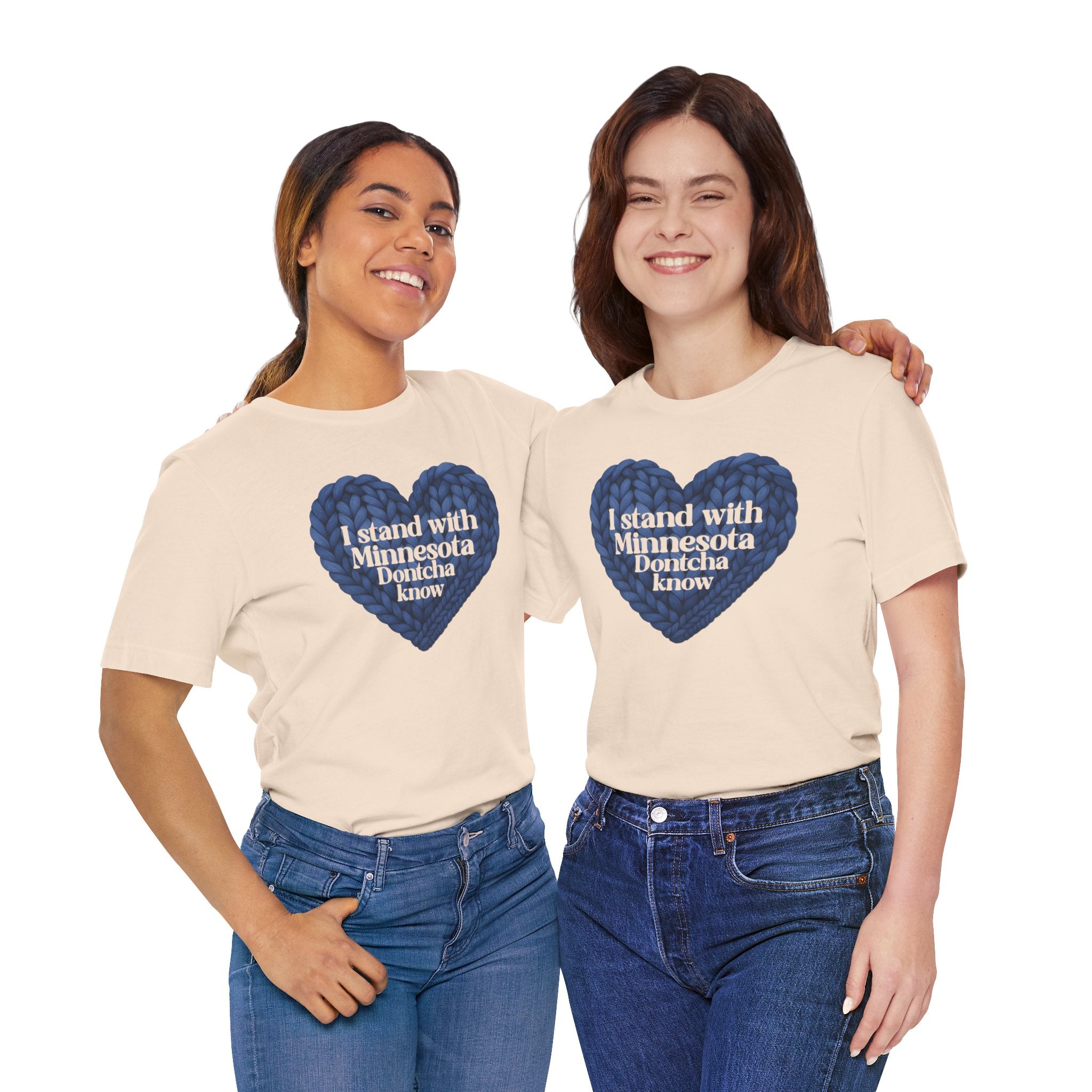 I Stand With Minnesota Dontcha Know T-Shirt | Knit Heart Graphic Tee