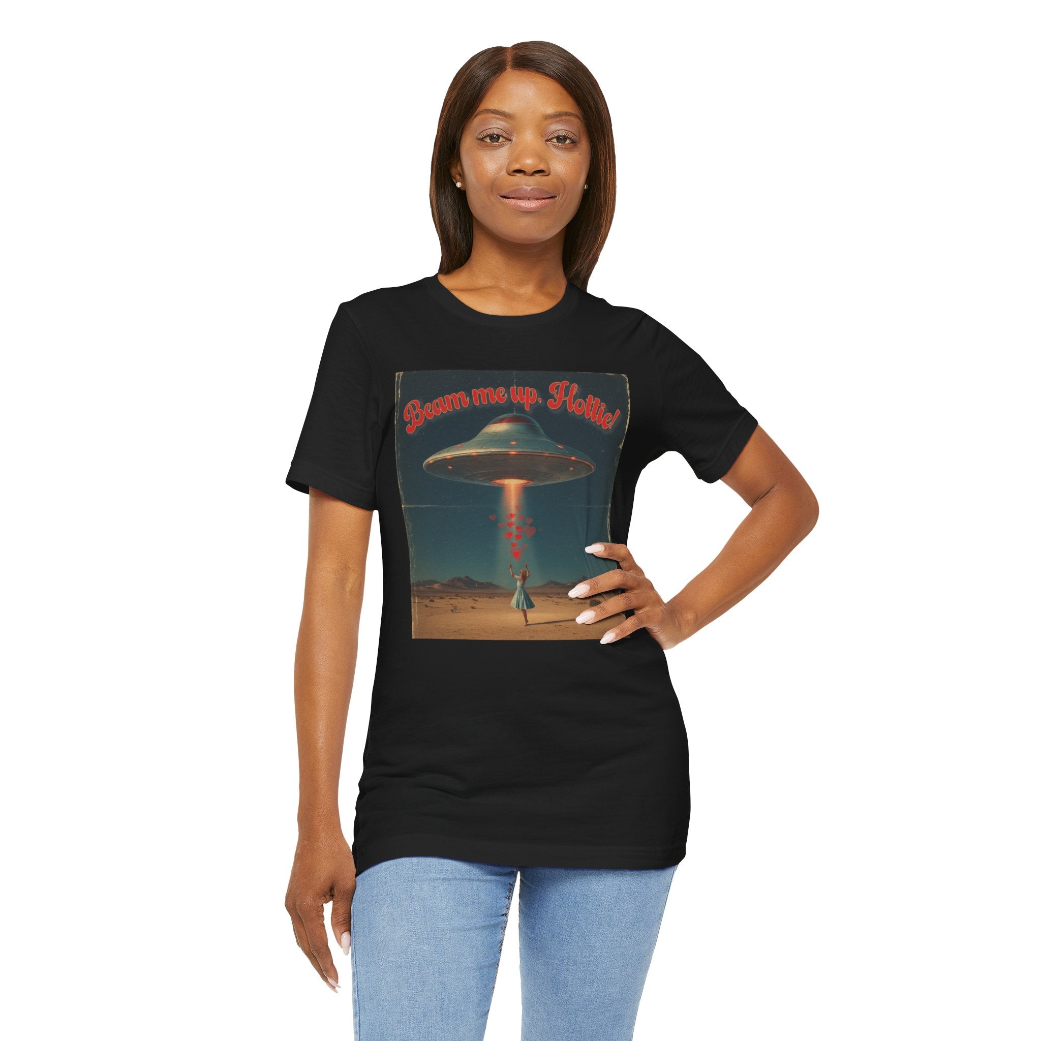 Beam Me Up, Hottie Valentine Tshirt | Star Trek pun for fun Valentine's gift | Sci-fi star crossed lovers top | Abducted by Love Shirt