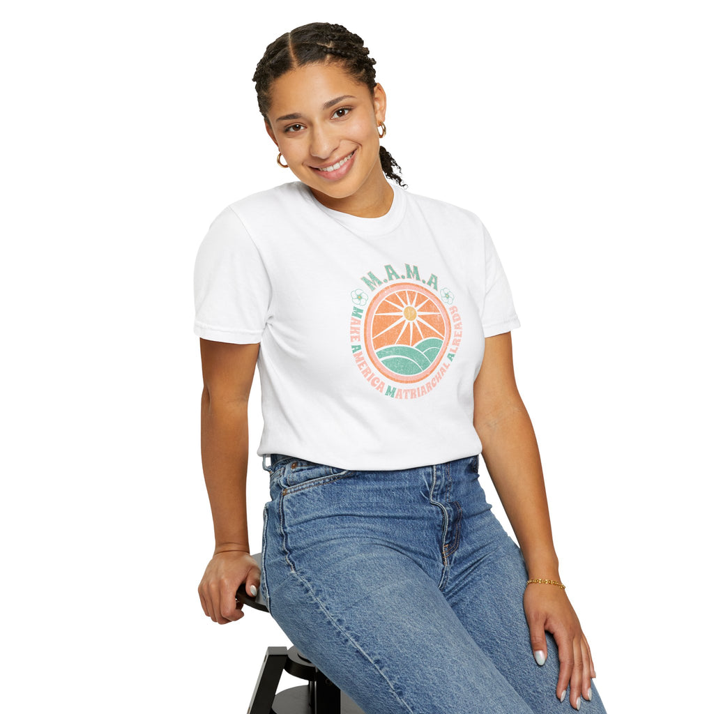 M.A.M.A 'Make America Matriarchal Already' T-Shirt — Retro Sun & Waves Feminist Tee