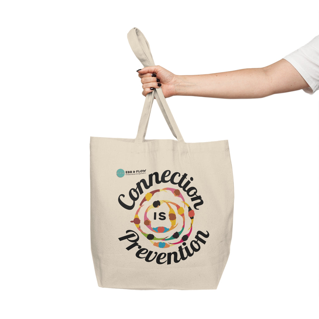 Connection Is Prevention Canvas Tote Bag — Social Health Awareness Reusable Shopping Tote