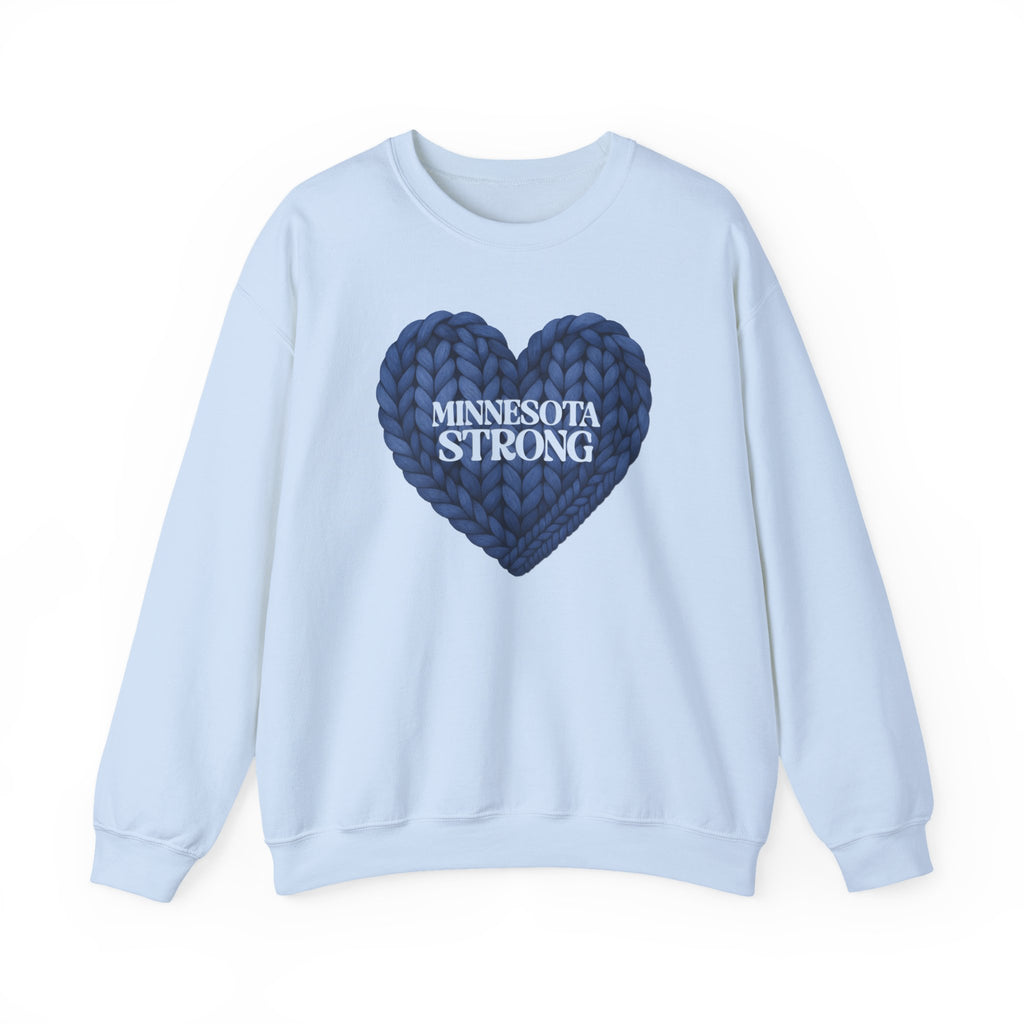 I stand with Minnesota Sweatshirt | Blue Knit Heart Design